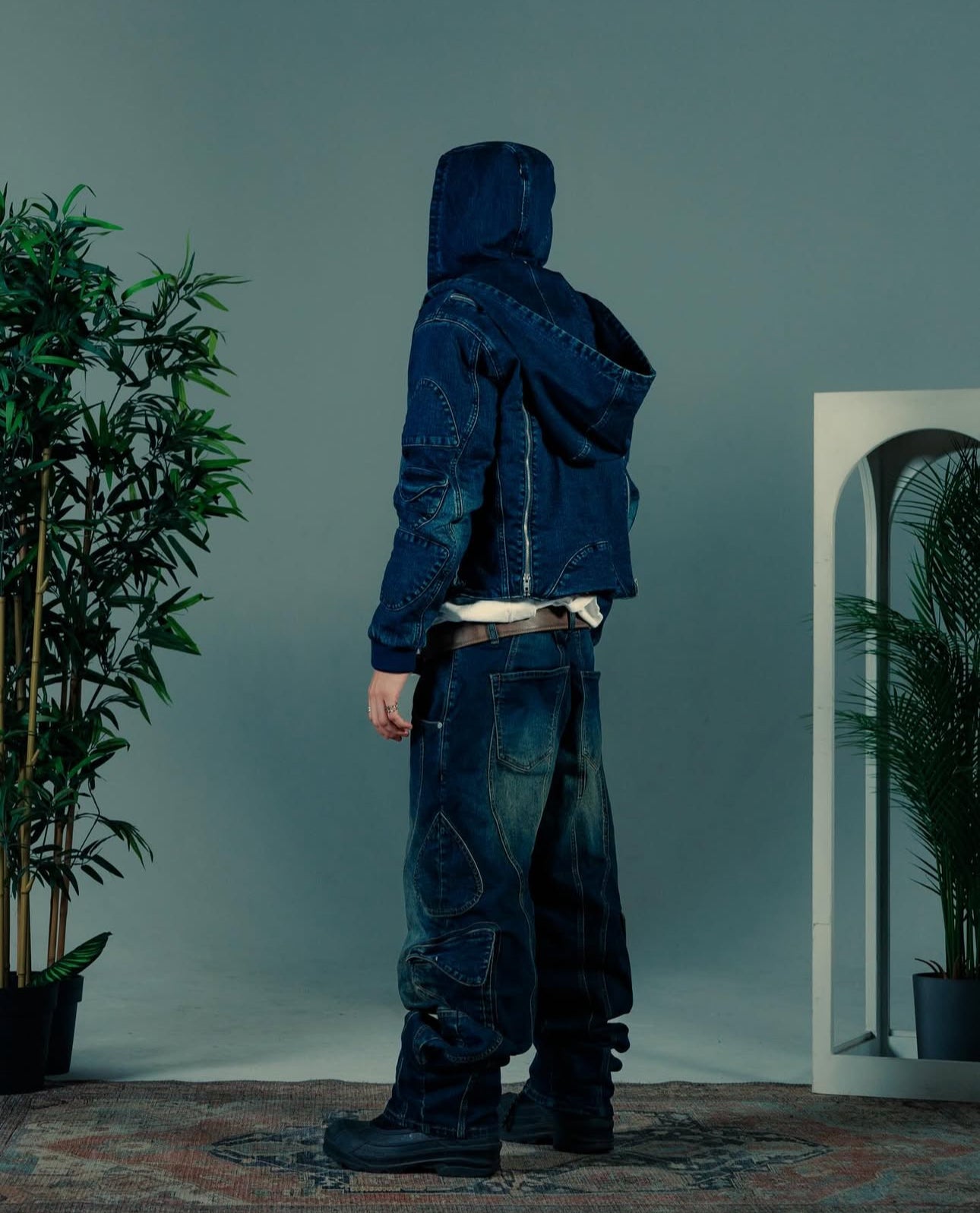 Double hooded denim set